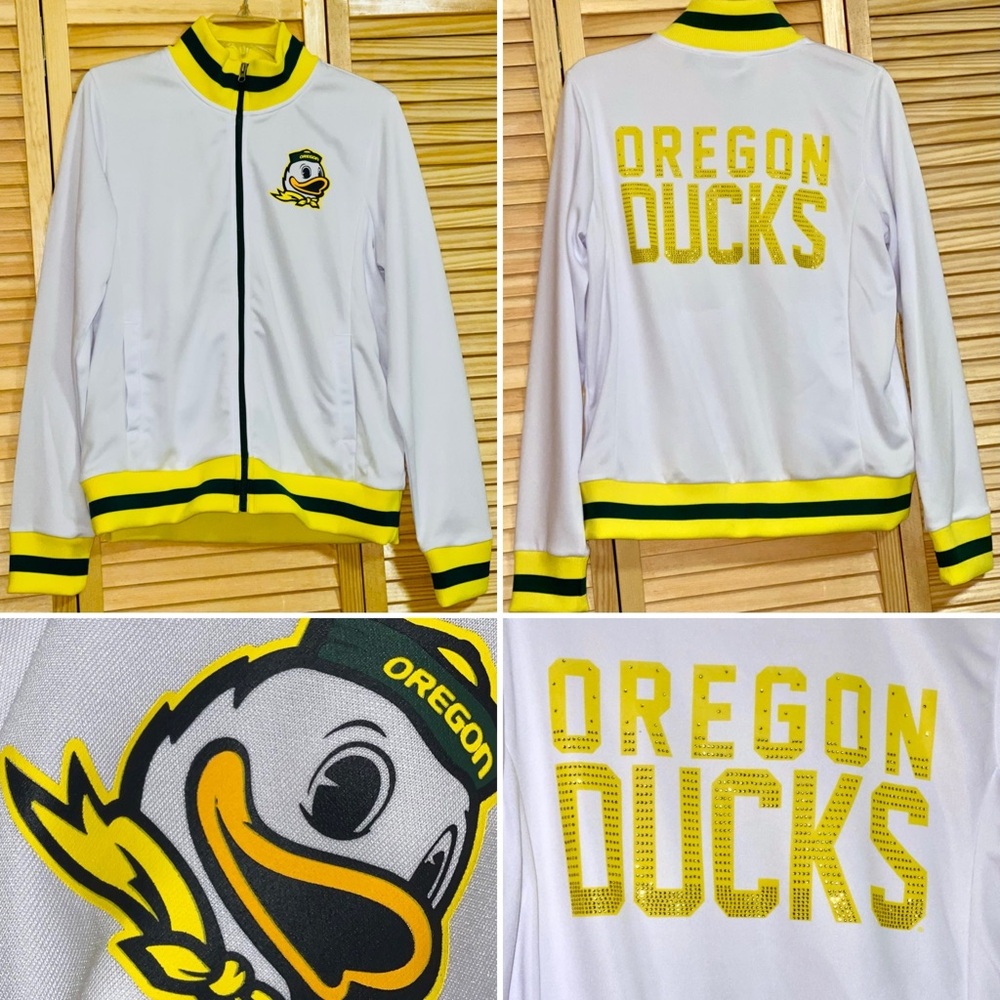 Oregon Ducks Women’s White & Yellow Track Jacket Size L